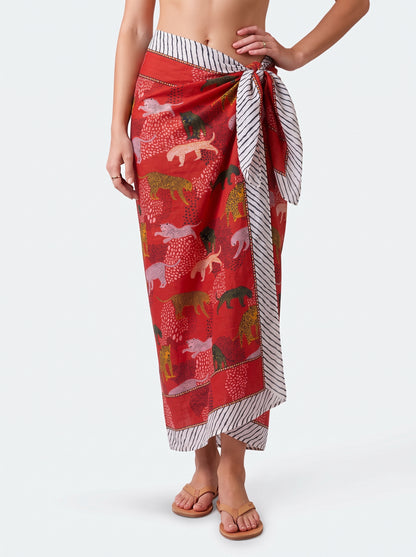 Tropical Red Sarong - Beach Cover