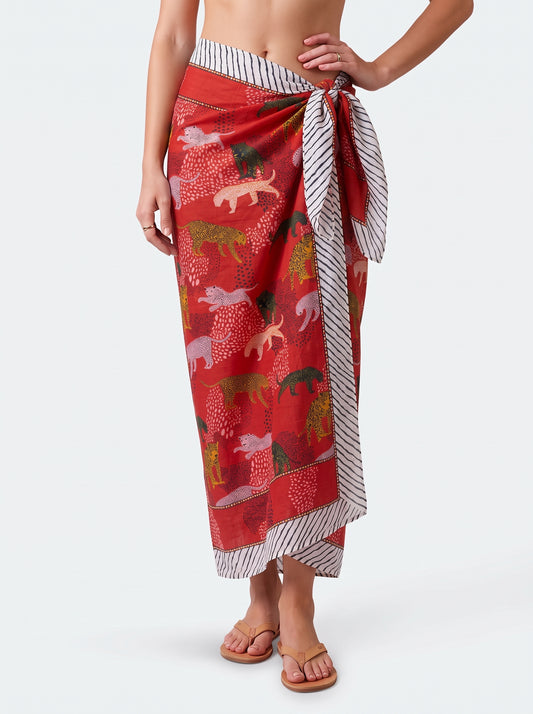 Tropical Red Sarong - Beach Cover