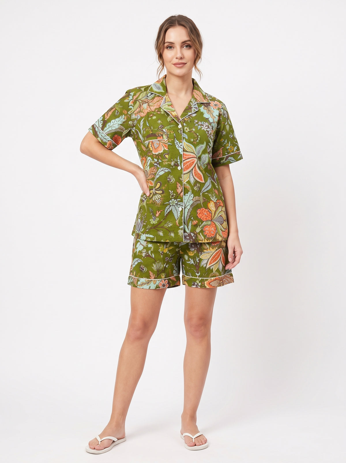 Women’s Green Crimson – Elegant Two Piece Short Pajama Set