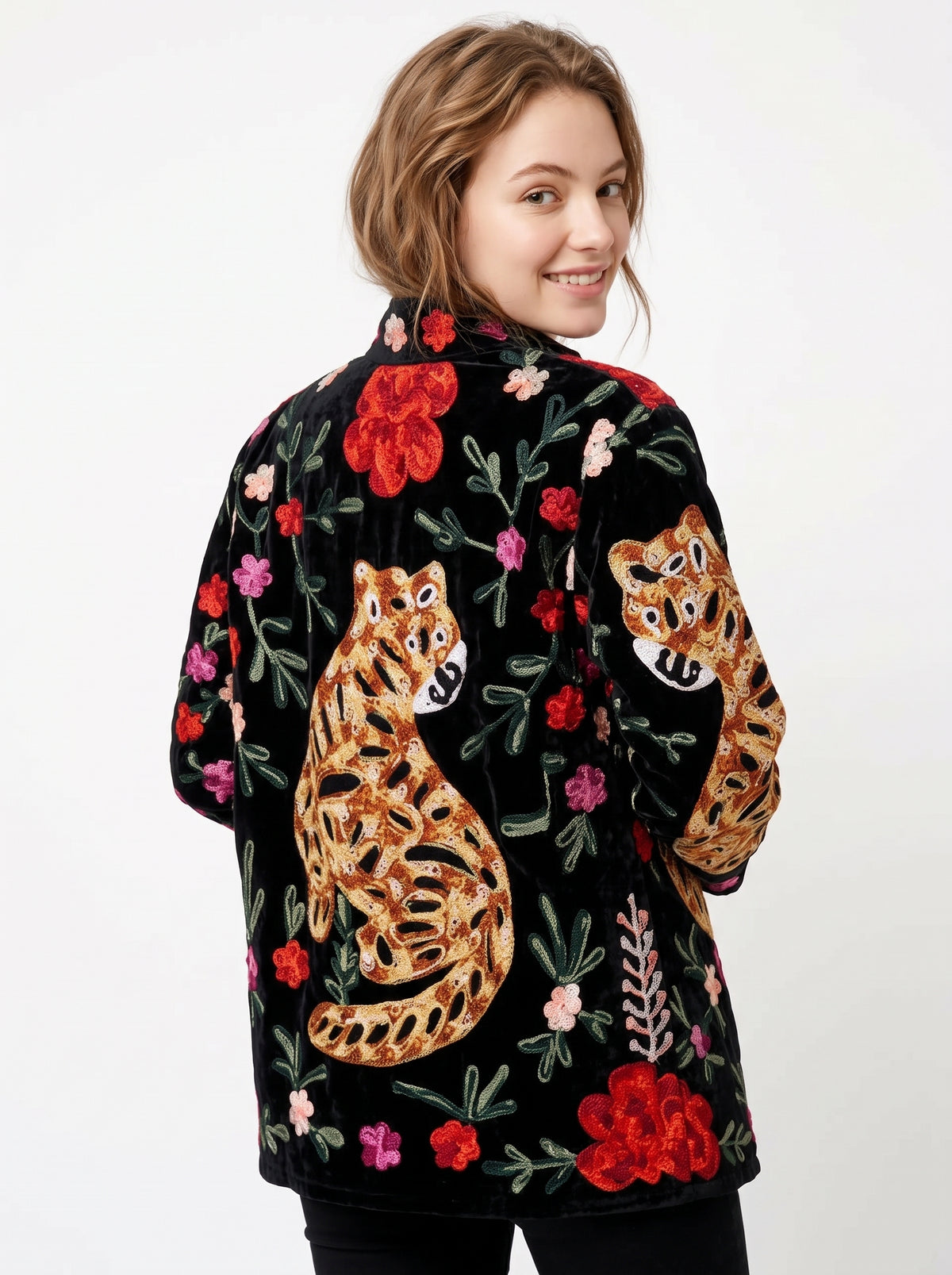 Women's 2004 Suzani Reversible Velvet Jacket – Artistic Embroidered Statement Jacket
