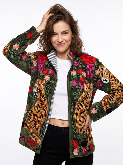 Women's 2006 Suzani Reversible Velvet Jacket – Artistic Embroidered Statement Jacket