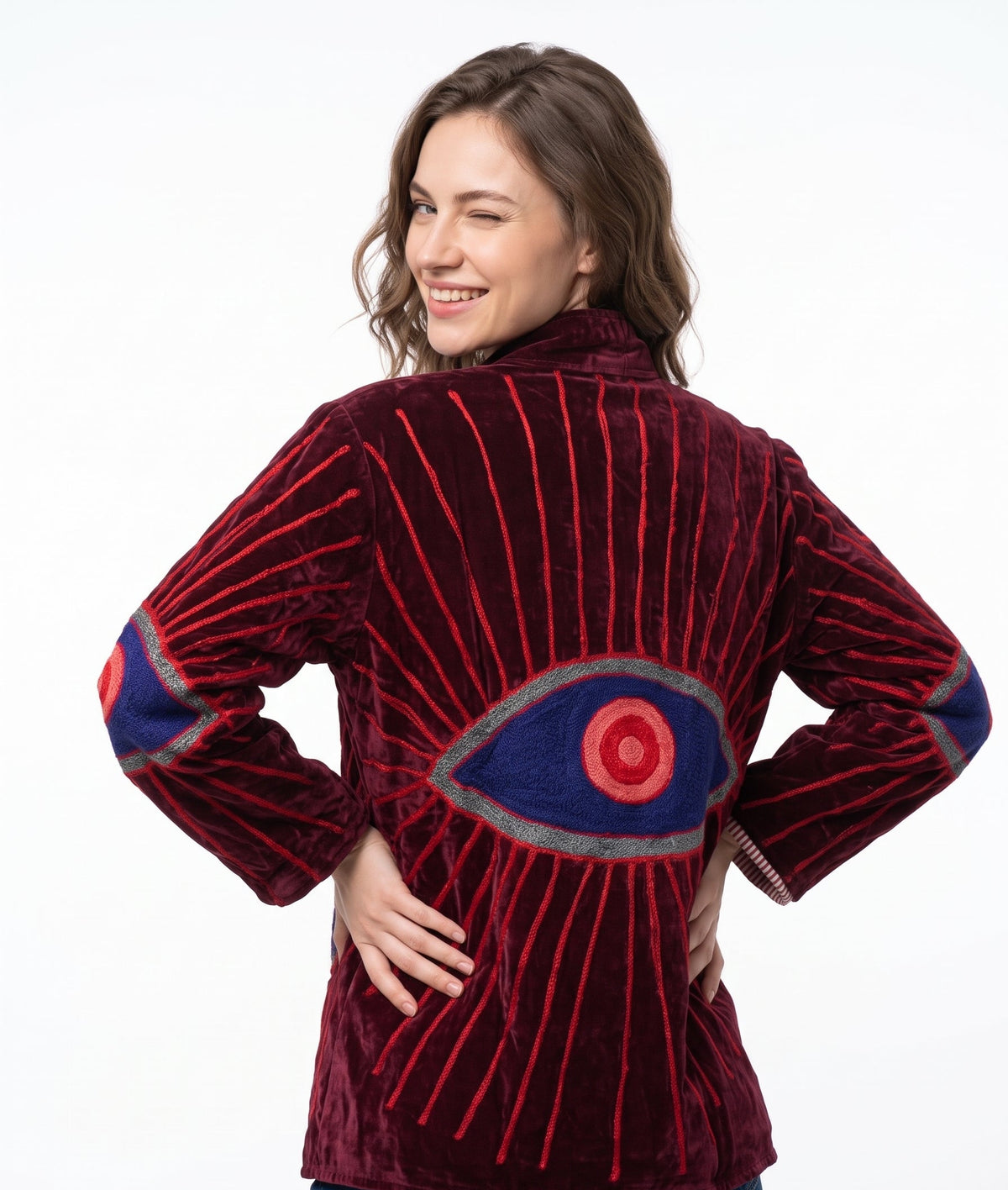 Women's 2010 Suzani Reversible Velvet Jacket – Artistic Embroidered Statement Jacket