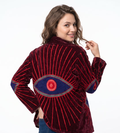 Women's 2010 Suzani Reversible Velvet Jacket – Artistic Embroidered Statement Jacket