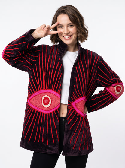 Women's 2007 Suzani Reversible Velvet Jacket – Artistic Embroidered Statement Jacket