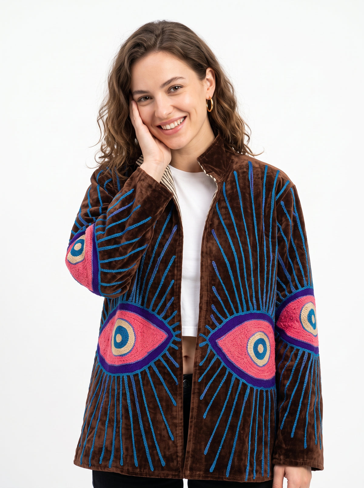Women's 2002 Suzani Reversible Velvet Jacket – Artistic Embroidered Statement Jacket