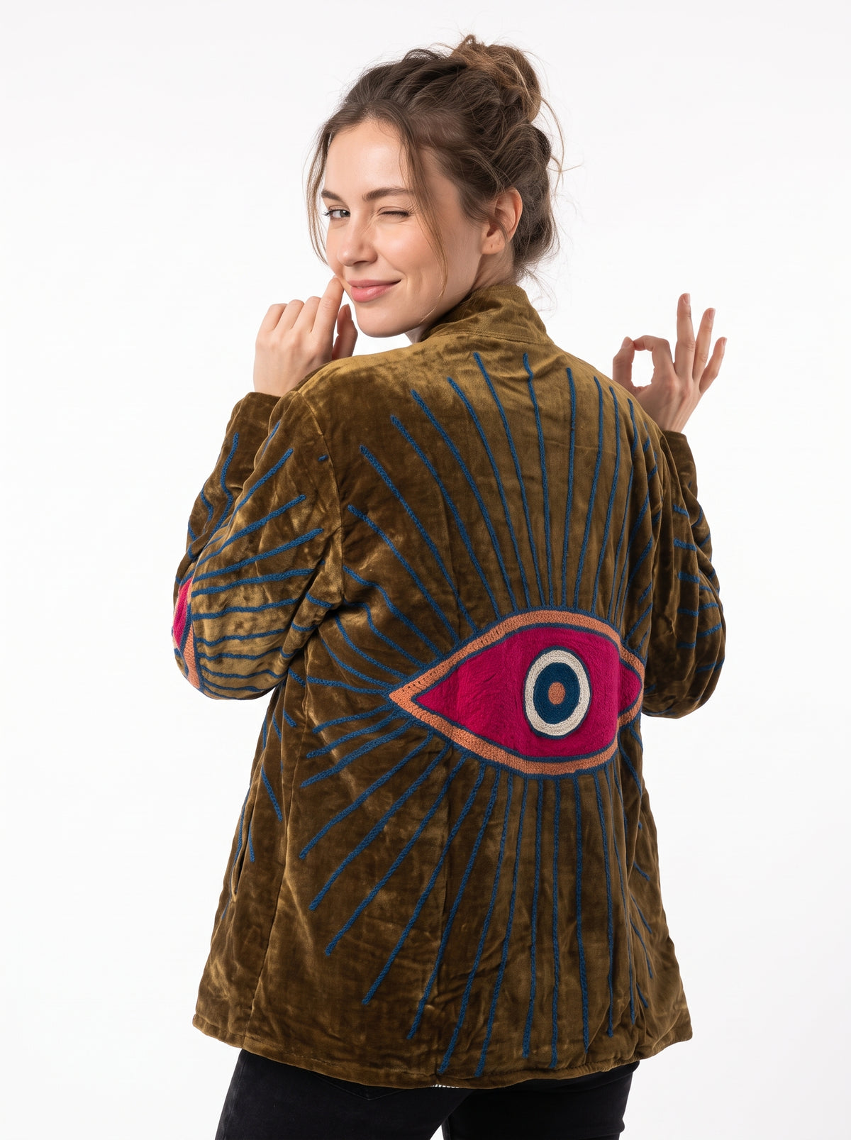 Women's 2012 Suzani Reversible Velvet Jacket – Artistic Embroidered Statement Jacket