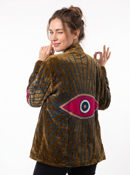 Women's 2012 Suzani Reversible Velvet Jacket – Artistic Embroidered Statement Jacket