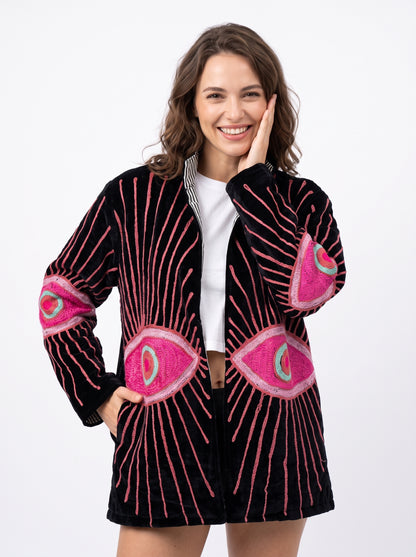 Women's 2011 Suzani Reversible Velvet Jacket – Artistic Embroidered Statement Jacket