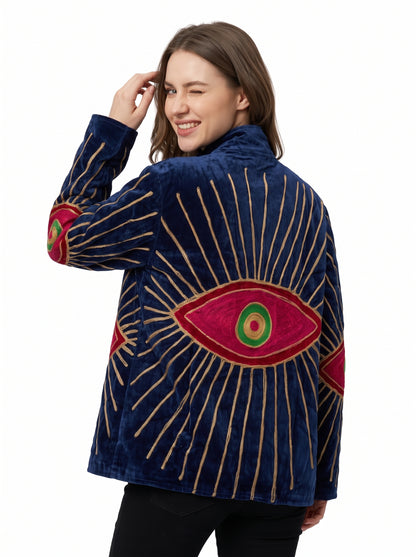 Women's 2009 Suzani Reversible Velvet Jacket – Artistic Embroidered Statement Jacket