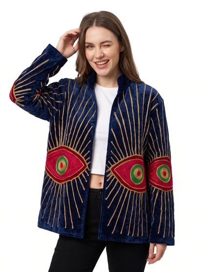 Women's 2009 Suzani Reversible Velvet Jacket – Artistic Embroidered Statement Jacket