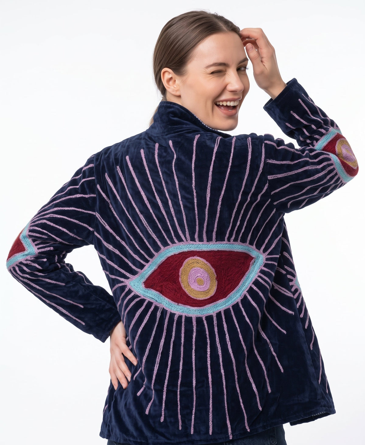 Women's 2013 Suzani Reversible Velvet Jacket – Artistic Embroidered Statement Jacket