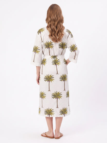 White Palm Women's Cotton Kimono | 3/4 Sleeves