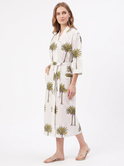 White Palm Women's Cotton Kimono | 3/4 Sleeves