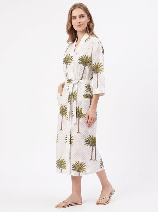 White Palm Women's Cotton Kimono | 3/4 Sleeves