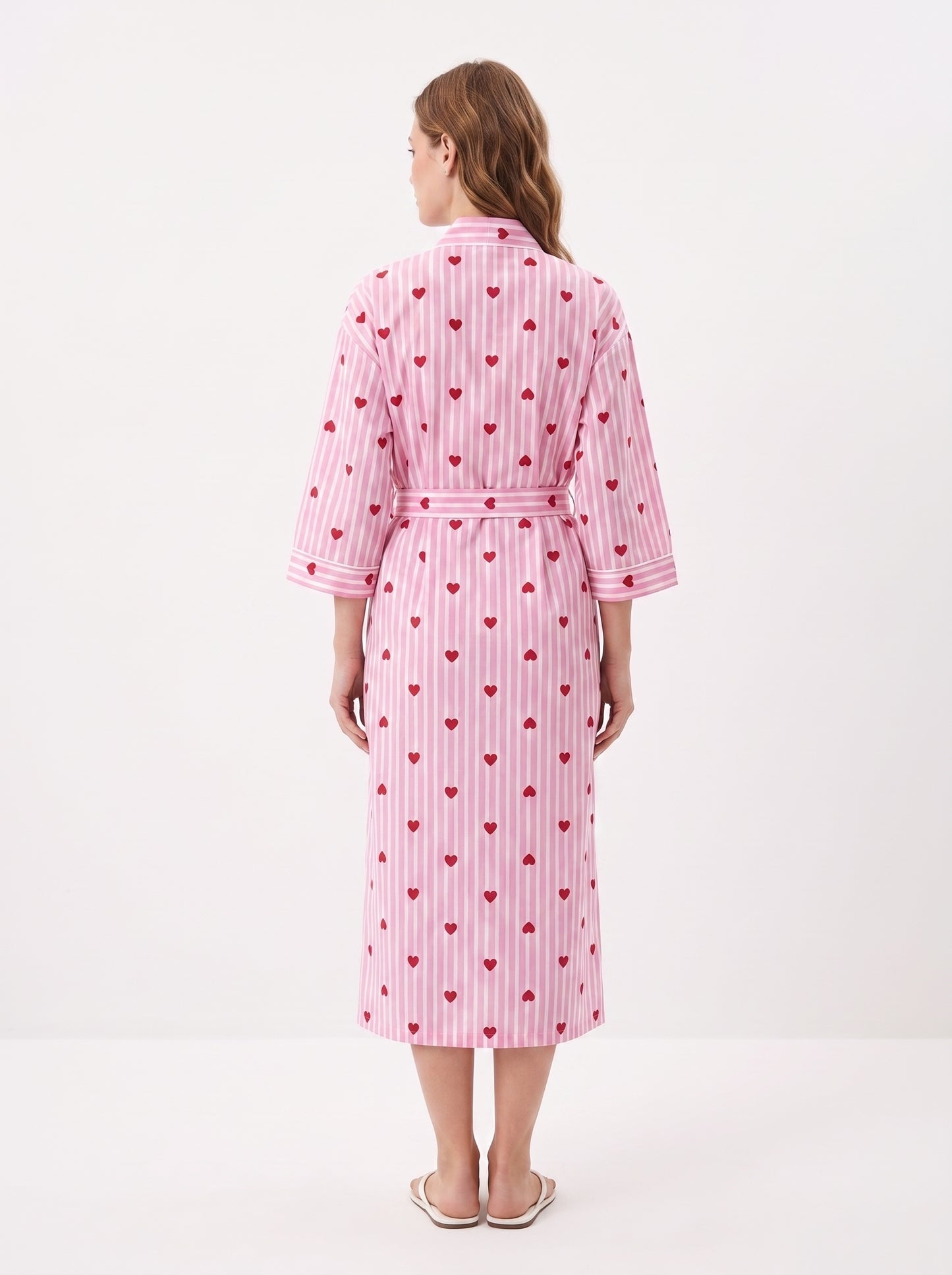 Pink Heart Riot Women's Cotton Kimono | 3/4 Sleeves