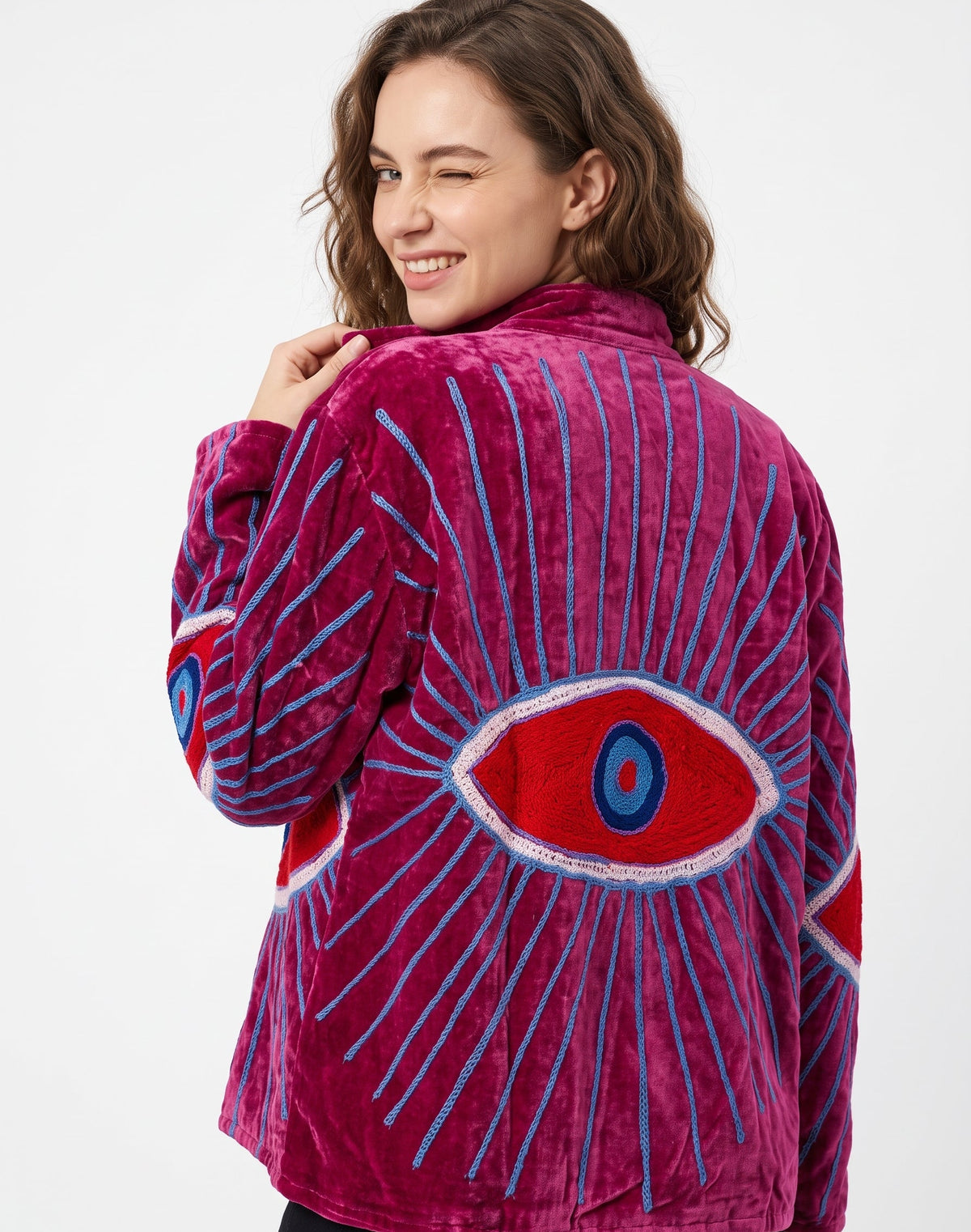 Women's 2008 Suzani Reversible Velvet Jacket – Artistic Embroidered Statement Jacket