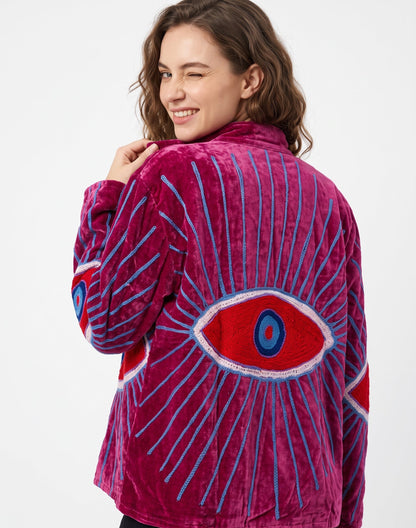 Women's 2008 Suzani Reversible Velvet Jacket – Artistic Embroidered Statement Jacket