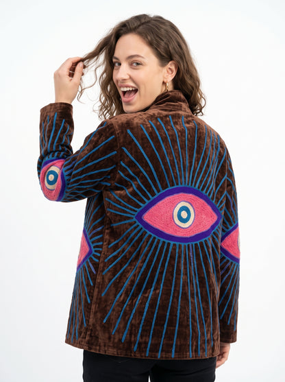 Women's 2002 Suzani Reversible Velvet Jacket – Artistic Embroidered Statement Jacket