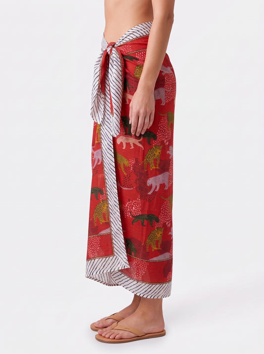 Tropical Red Sarong - Beach Cover