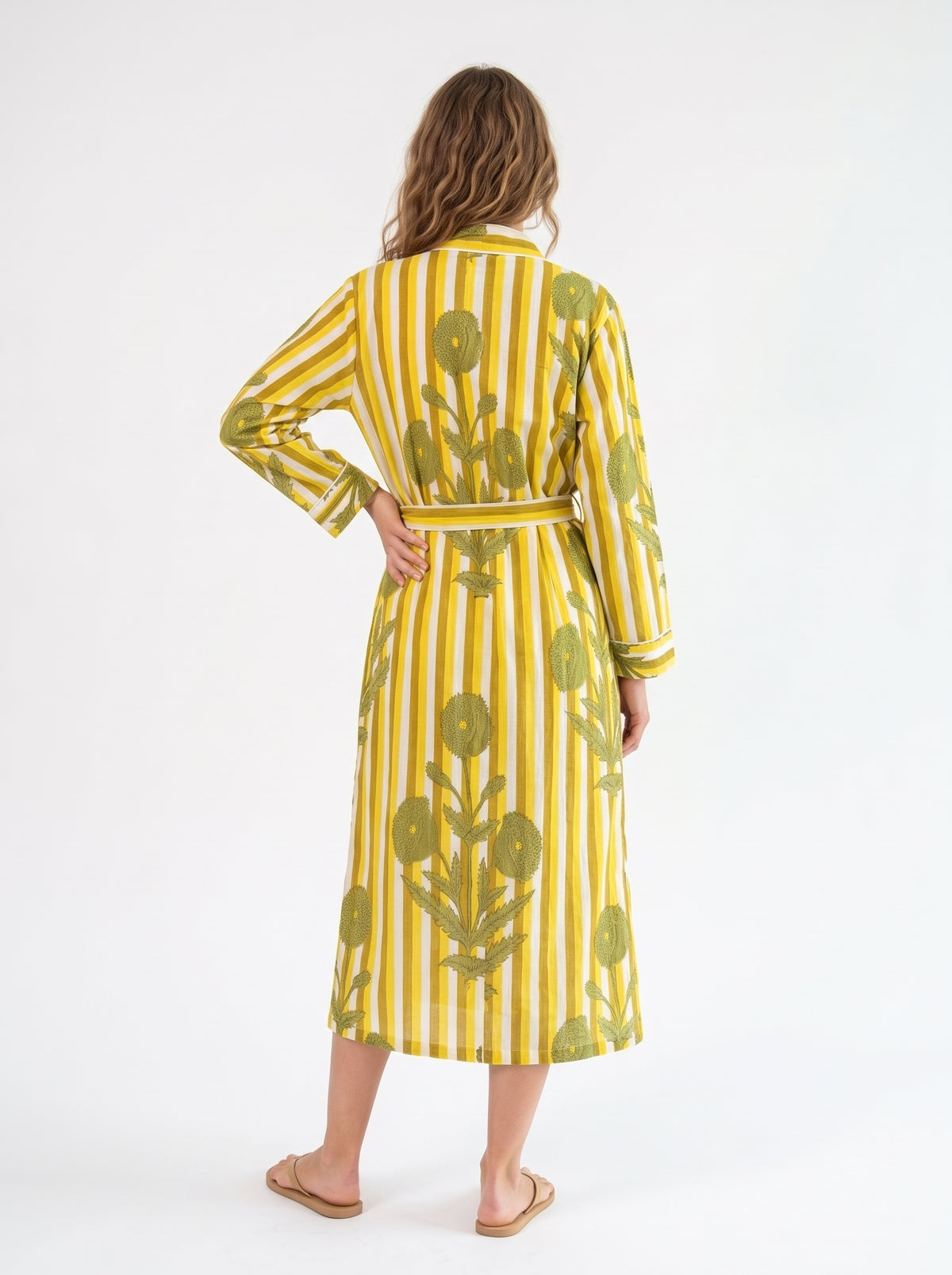 Lemon Yellow Bloom Riot - Women’s Cotton Kimono