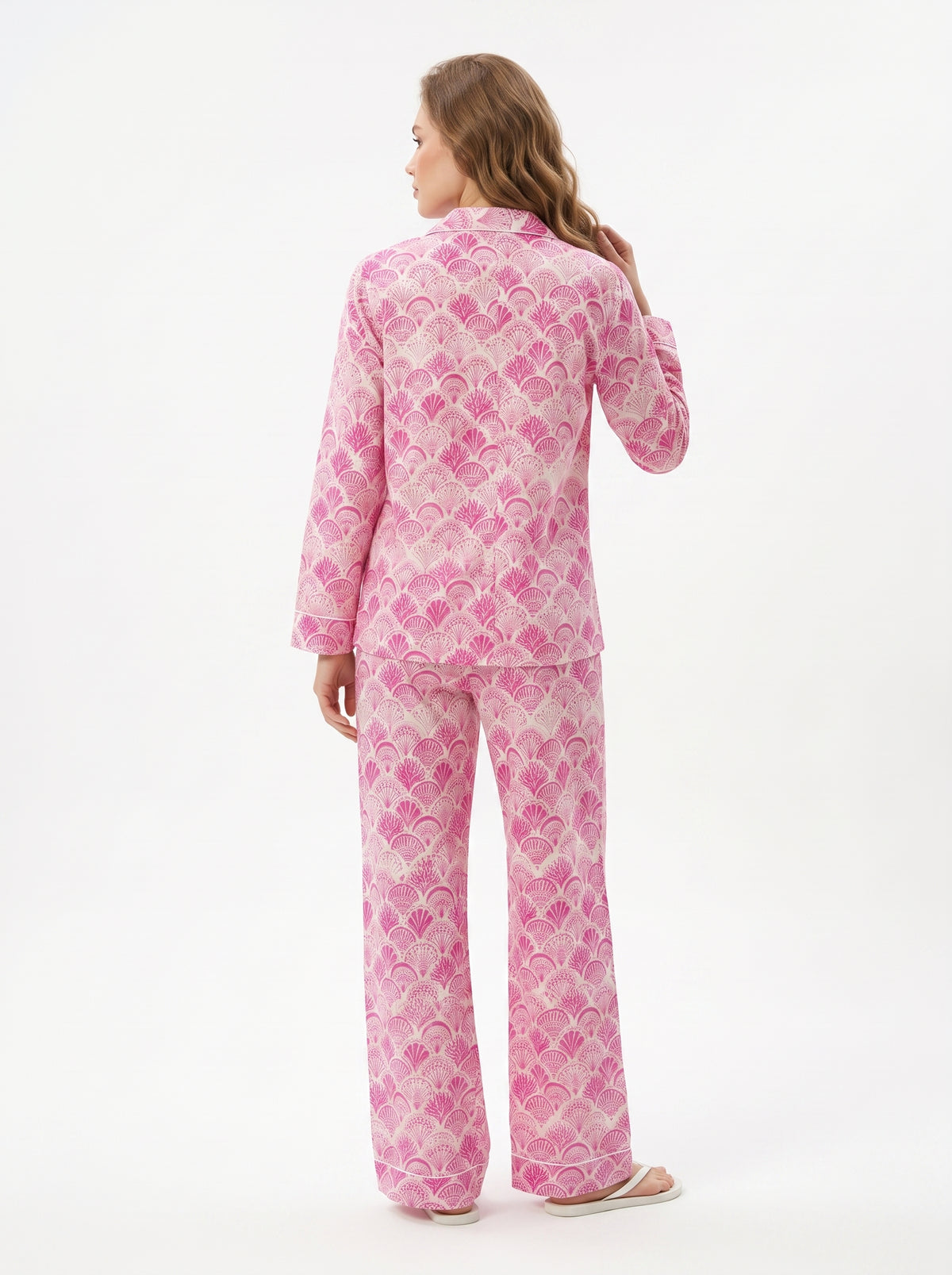 Women’s Pink Shell – Elegant Two Piece Cotton Pajama Set