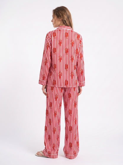 Women’s Lobster Coast – Elegant Two Piece Cotton Pajama Set