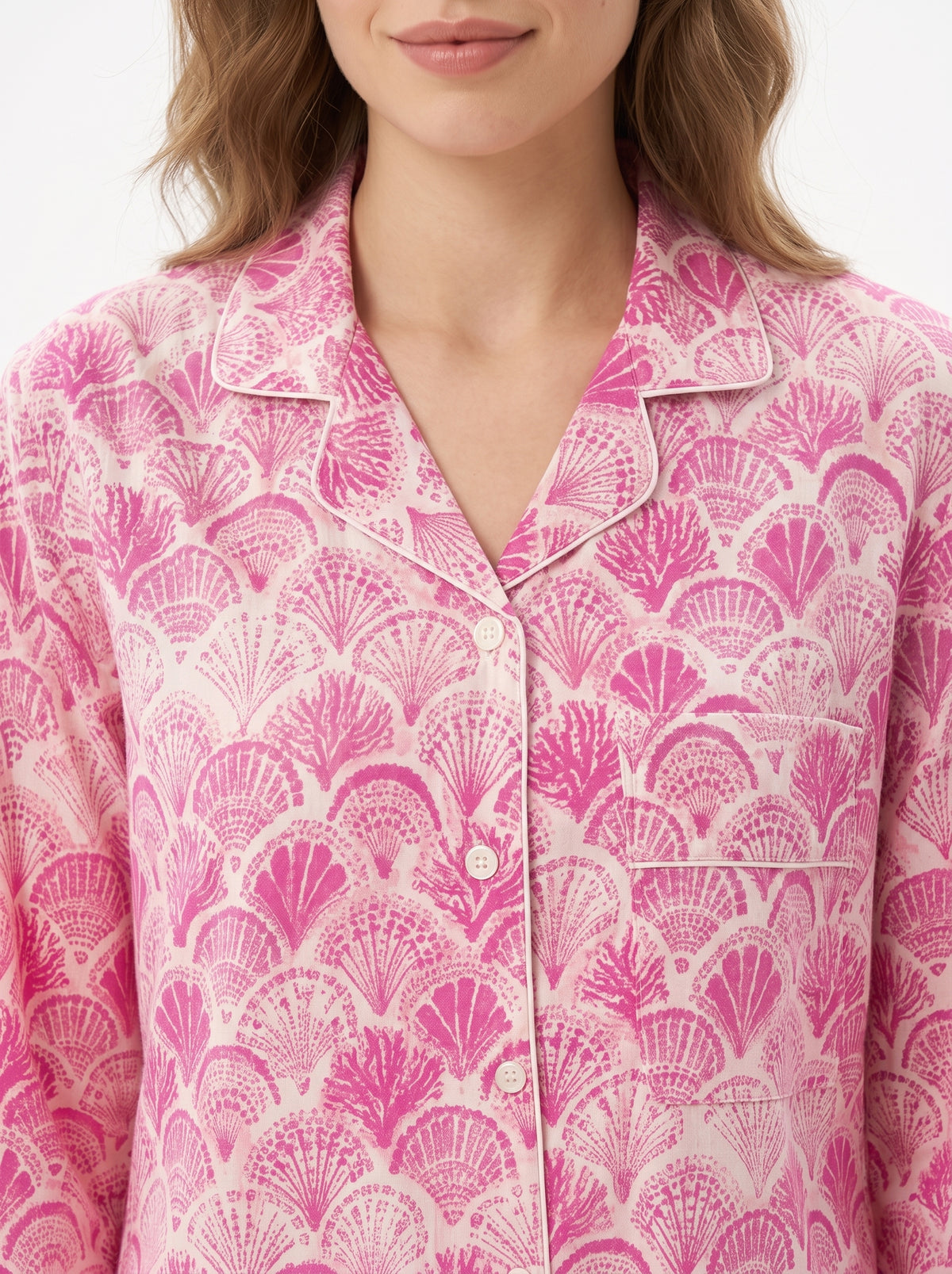 Women’s Pink Shell – Elegant Two Piece Cotton Pajama Set