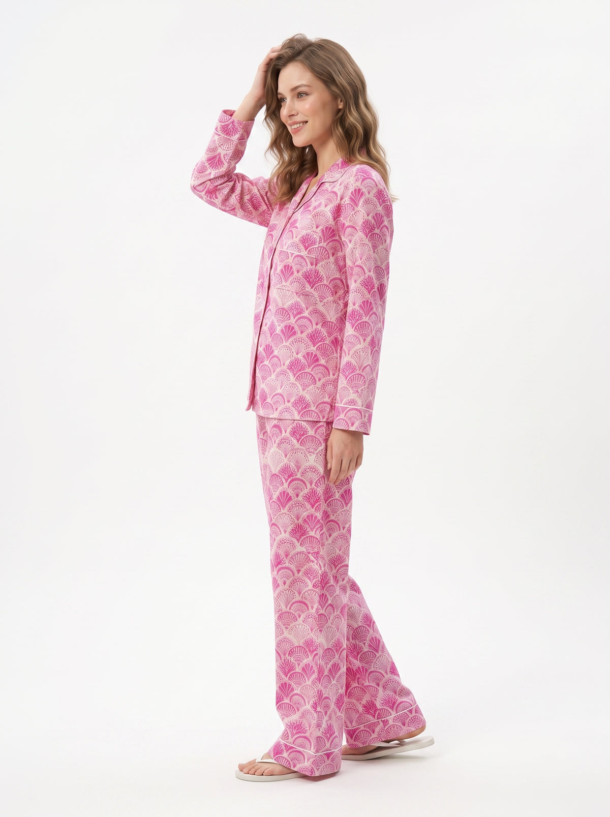 Women’s Pink Shell – Elegant Two Piece Cotton Pajama Set