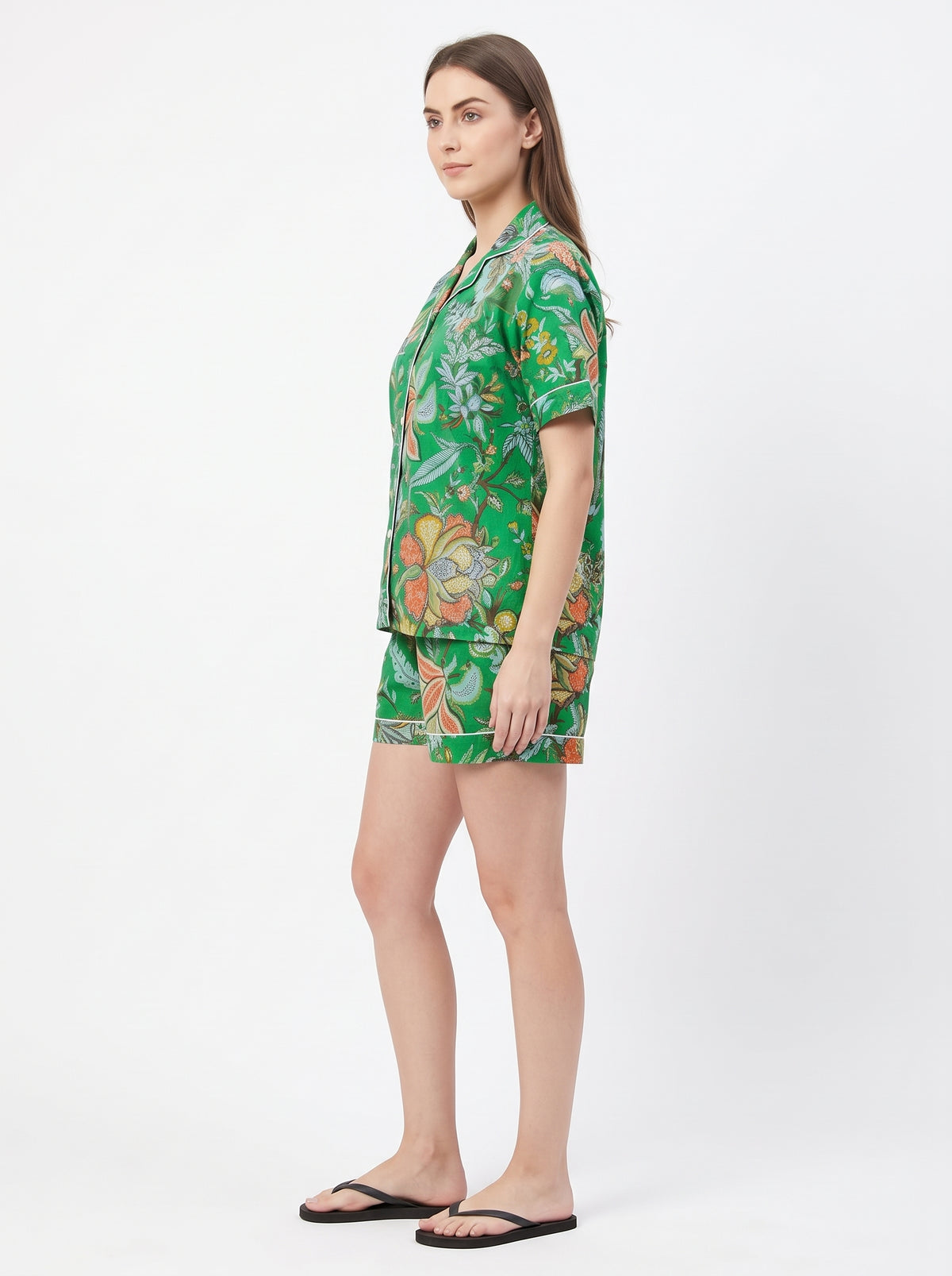 Women’s Bright Green Crimson – Elegant Two Piece Short Pajama Set