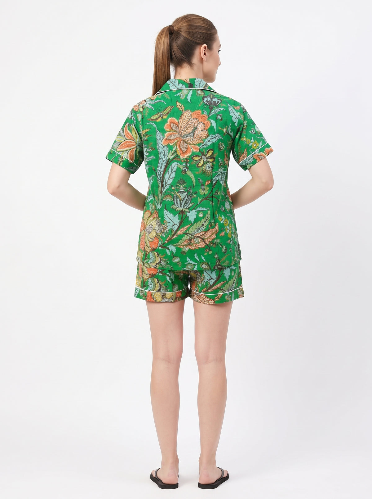 Women’s Bright Green Crimson – Elegant Two Piece Short Pajama Set