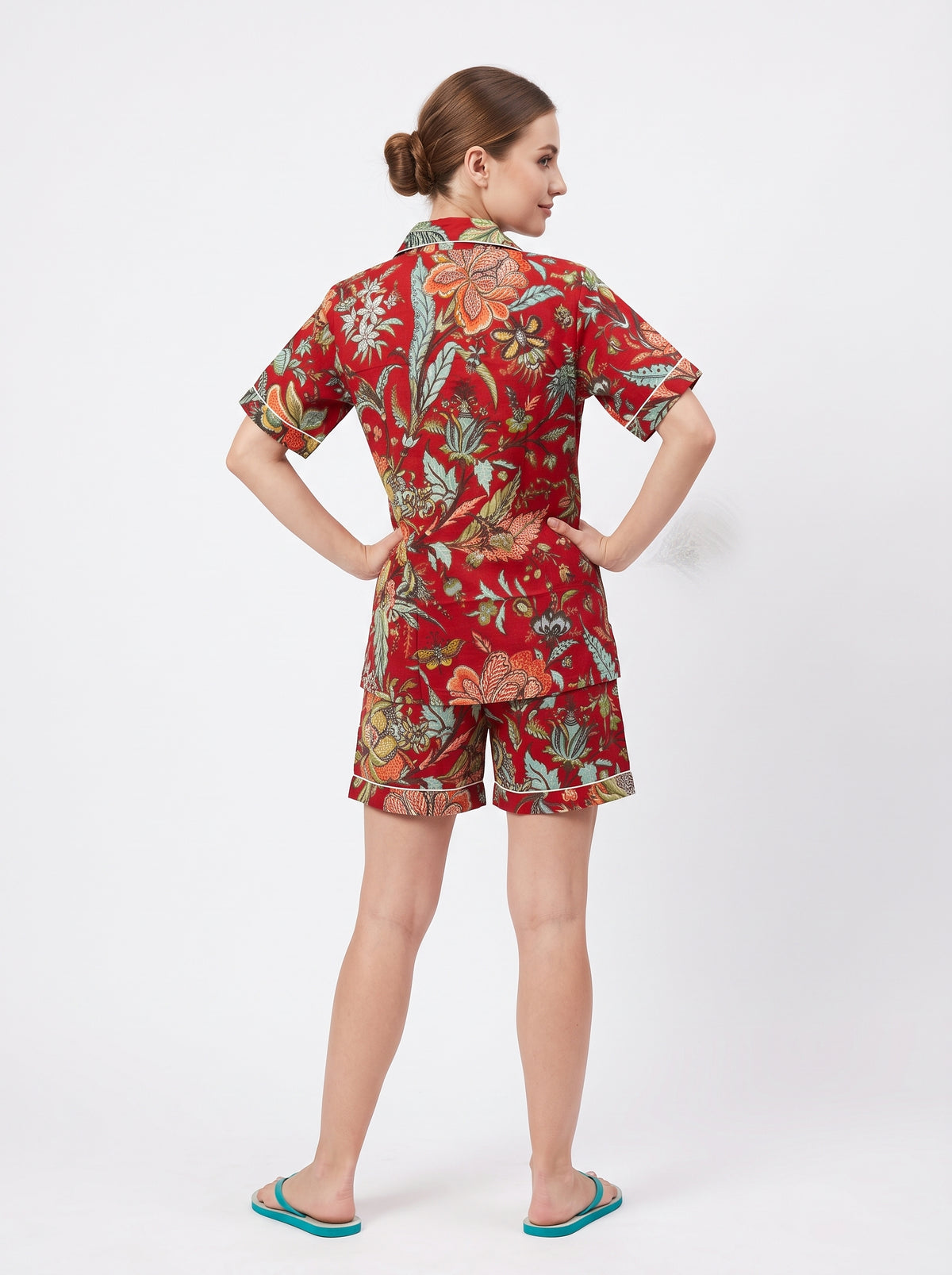Women’s Red Crimson – Elegant Two Piece Short Pajama Set