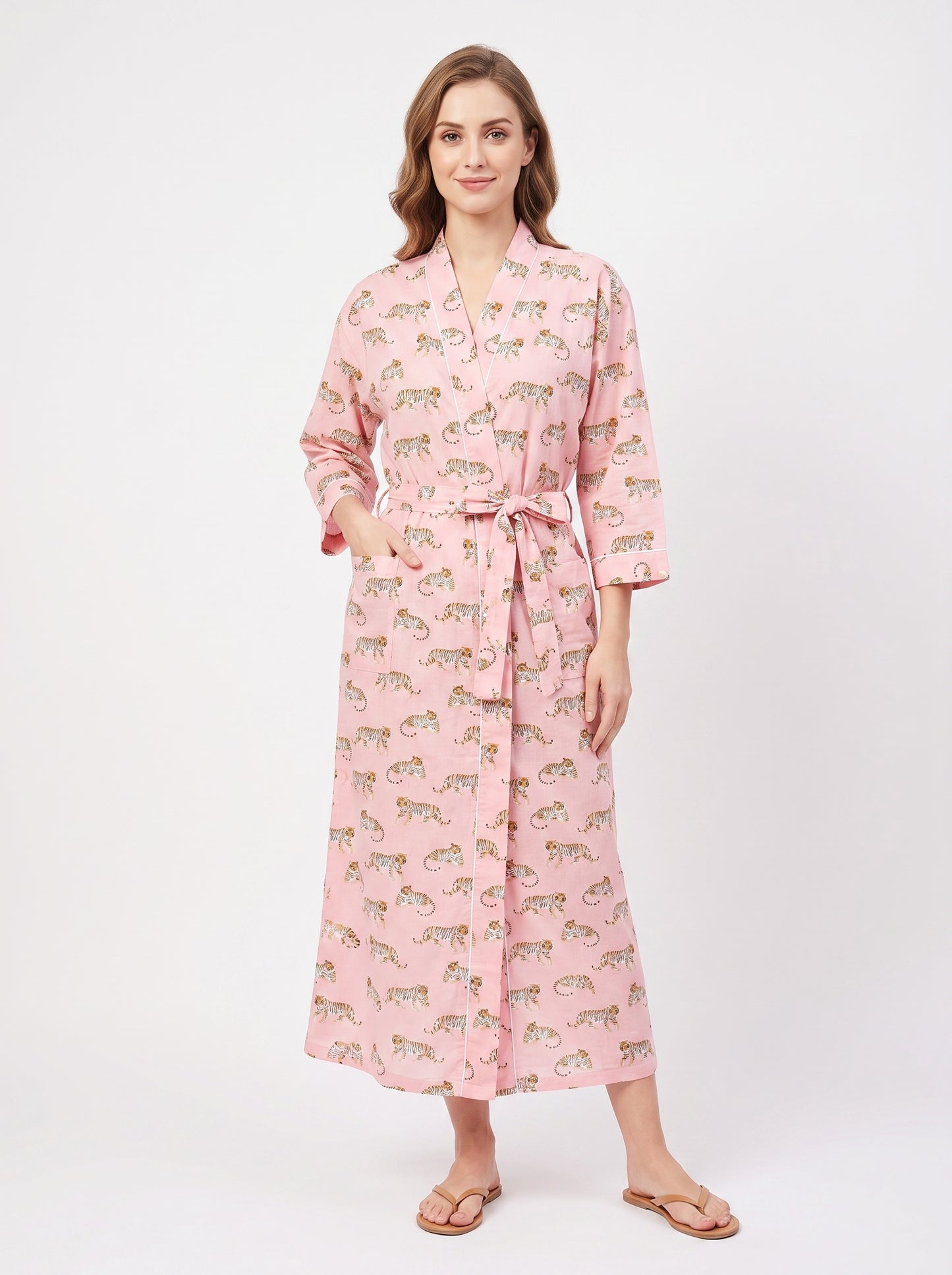 Mini Tiger Riot Women's Cotton Kimono | 3/4 Sleeves