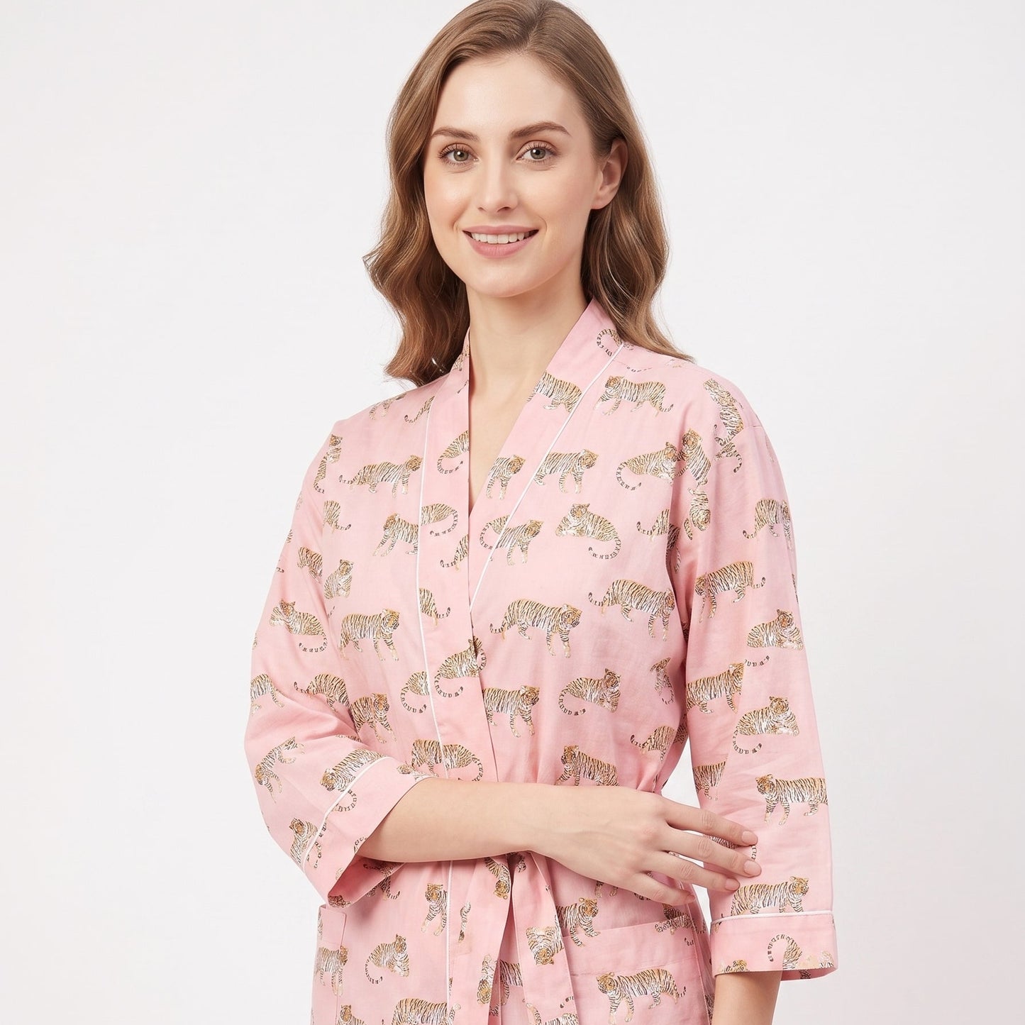 Mini Tiger Riot Women's Cotton Kimono | 3/4 Sleeves