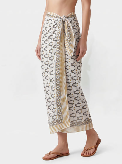 Cute Penguin Beach Handblock Sarong - Beach Cover