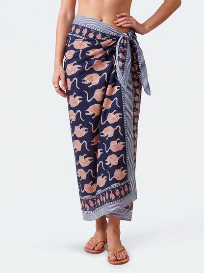 Blue Royal Tiger Sarong - Beach Cover