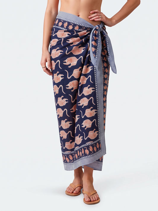 Blue Royal Tiger Sarong - Beach Cover