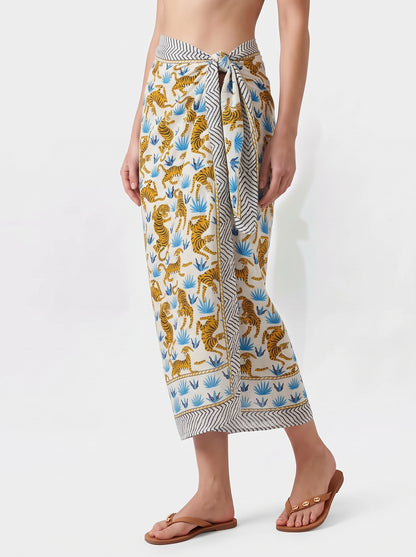 White Playful Sarong - Beach Cover