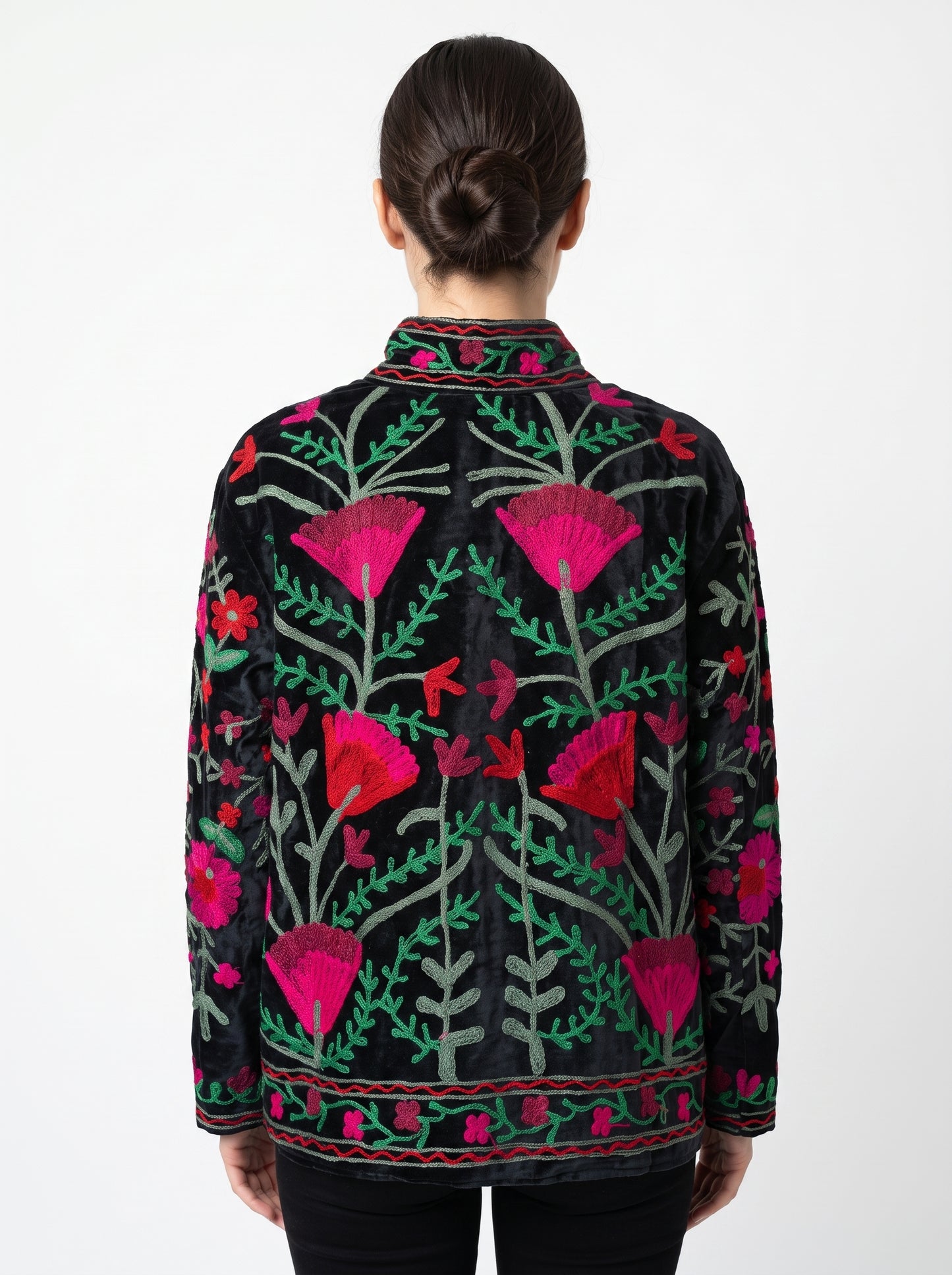 Women's Morning Breeze 1067 Suzani Reversible Velvet Jacket – Artistic Embroidered Statement Jacket