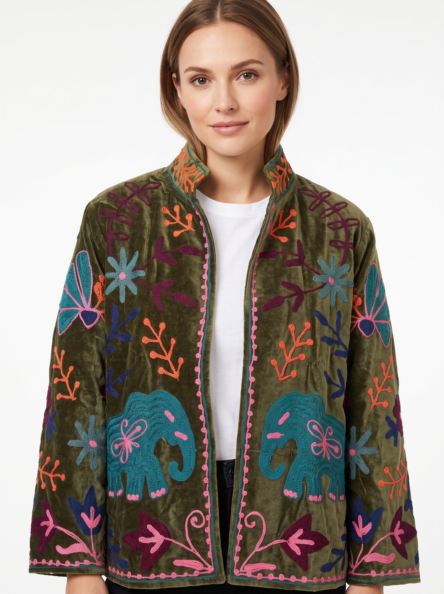 Women's Fresh Soul 1053 Suzani Reversible Velvet Jacket – Artistic Embroidered Statement Jacket