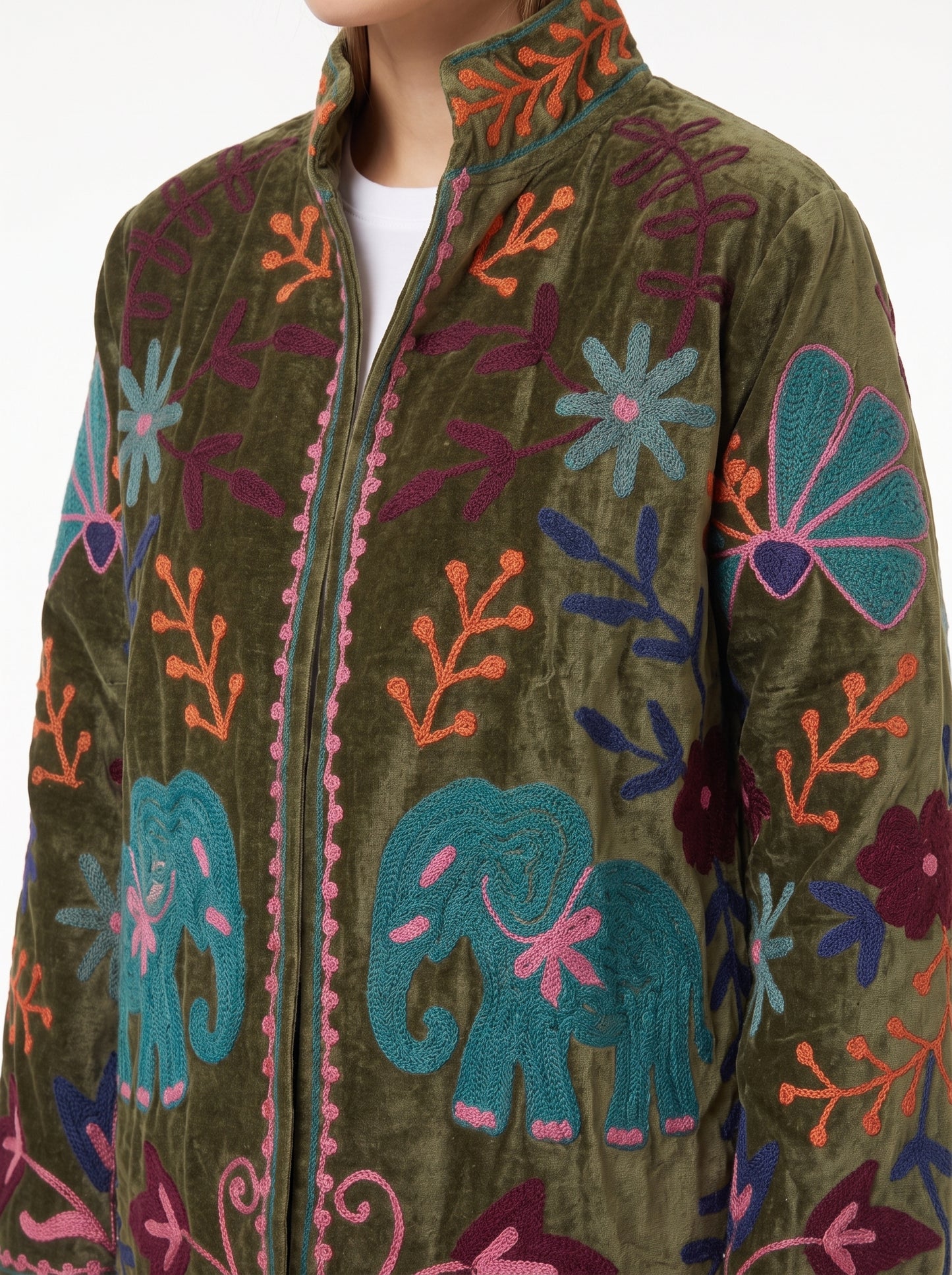 Women's Fresh Soul 1053 Suzani Reversible Velvet Jacket – Artistic Embroidered Statement Jacket