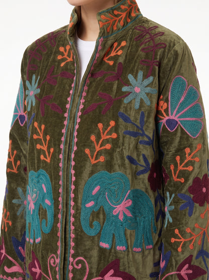 Women's Fresh Soul 1053 Suzani Reversible Velvet Jacket – Artistic Embroidered Statement Jacket