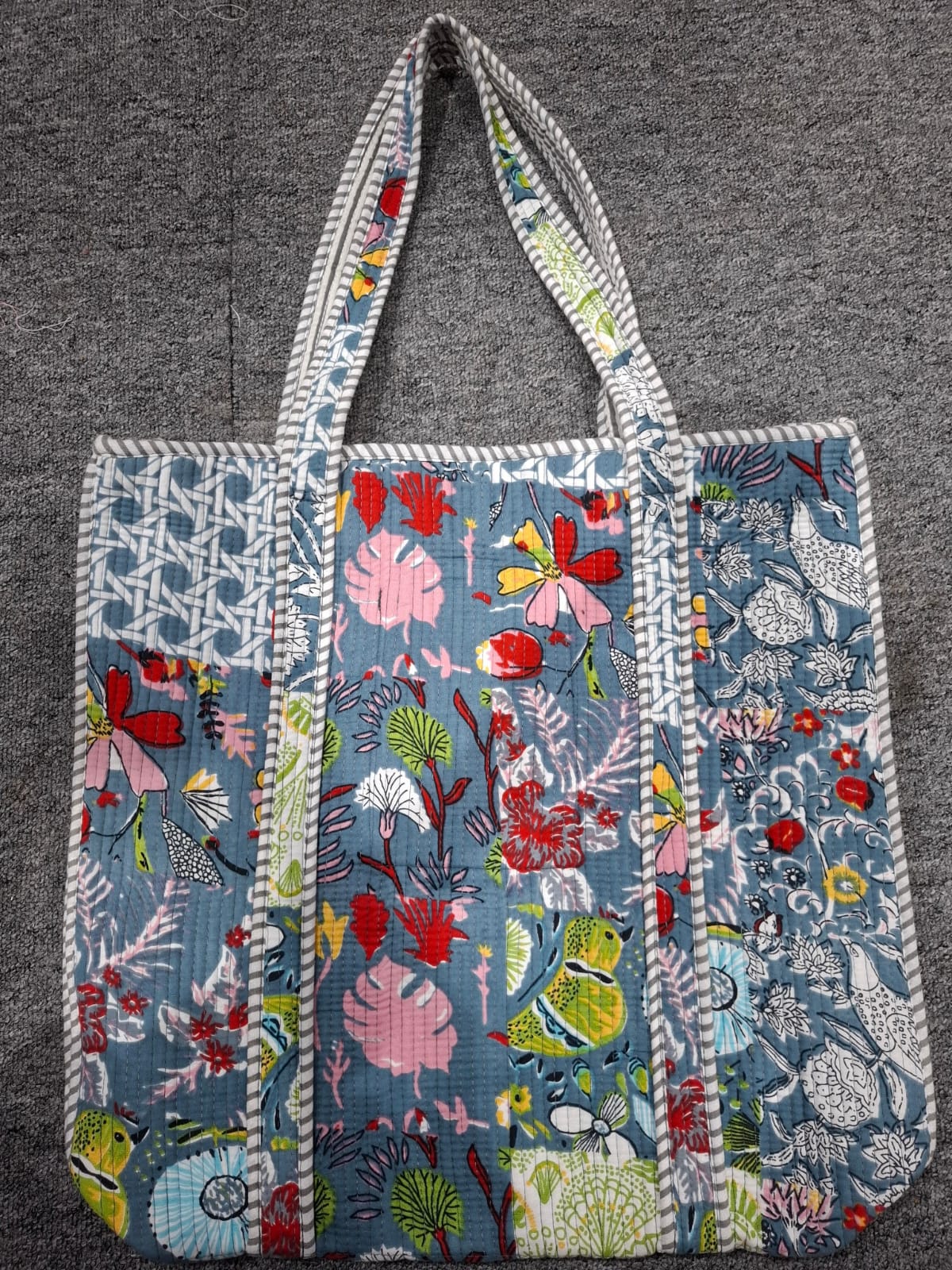 Grey Patchwork – Wander Tote Bag 18x18