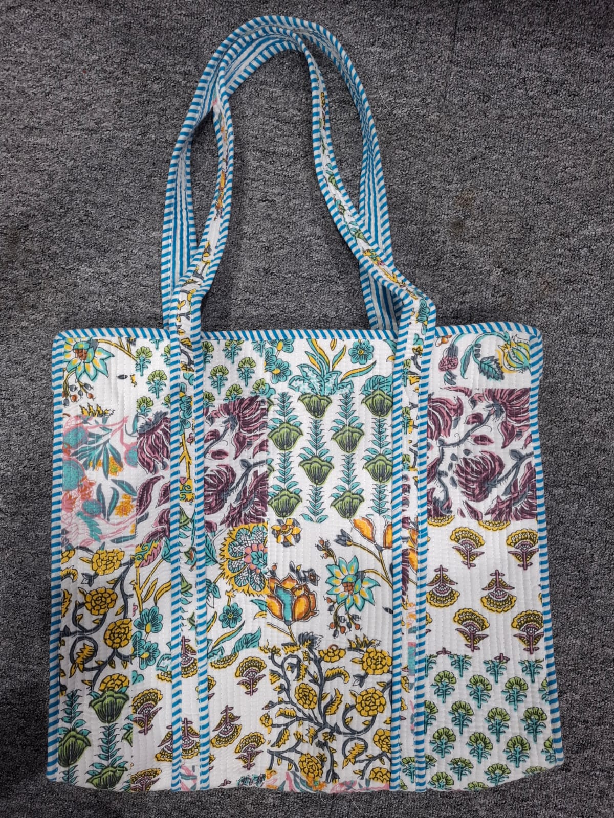 White patchwork – Wander Tote Bag 18x18