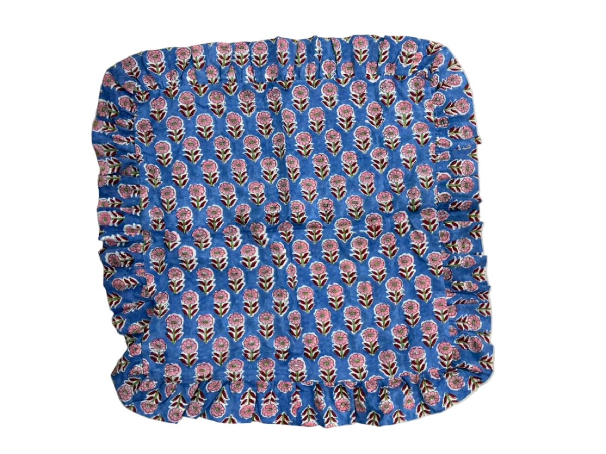 Indigo Floral Hand Block Printed Cotton Cushion Cover Set of 5 – 18x18