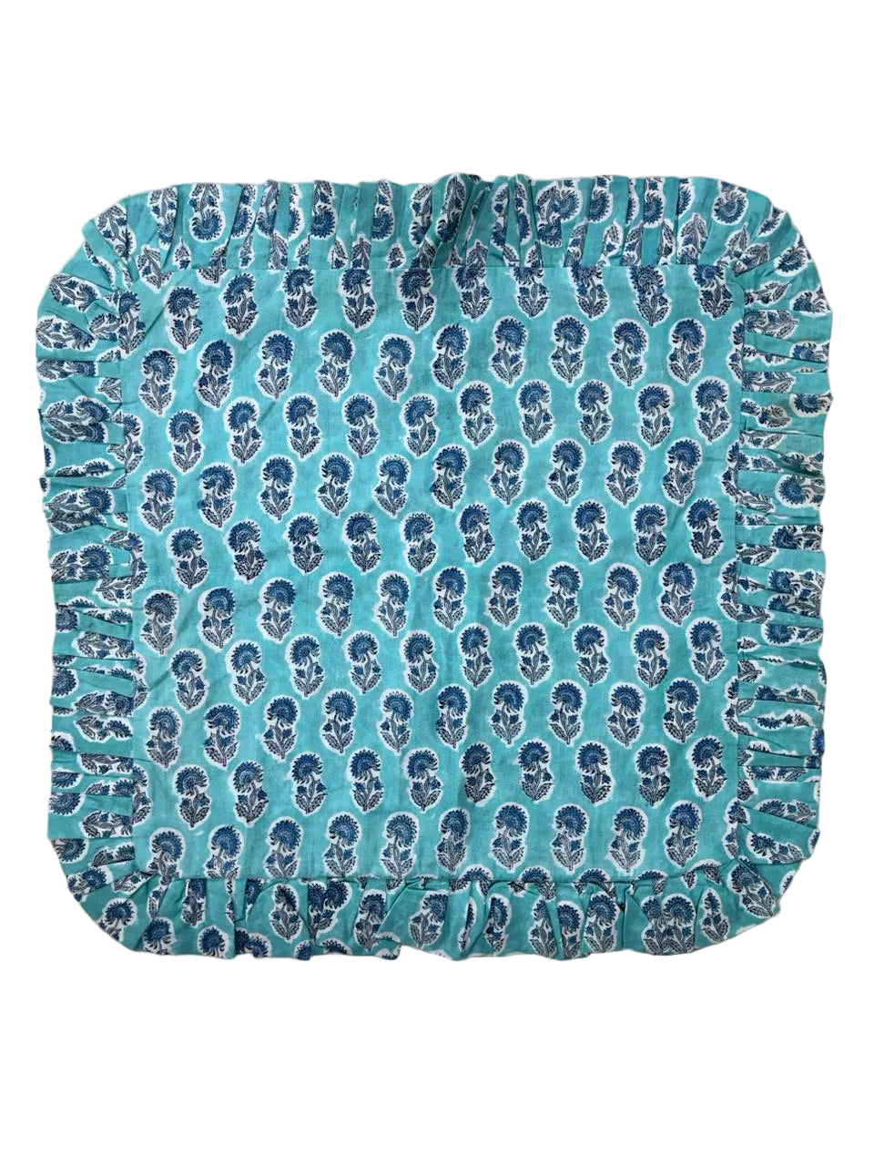 Blue Floral Hand Block Printed Cotton Cushion Cover Set of 5 – 18x18