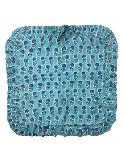 Blue Floral Hand Block Printed Cotton Cushion Cover Set of 5 – 18x18