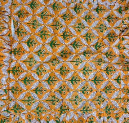 Yellow Floral Hand Block Printed Cotton Cushion Cover  Set of 5 – 18x18