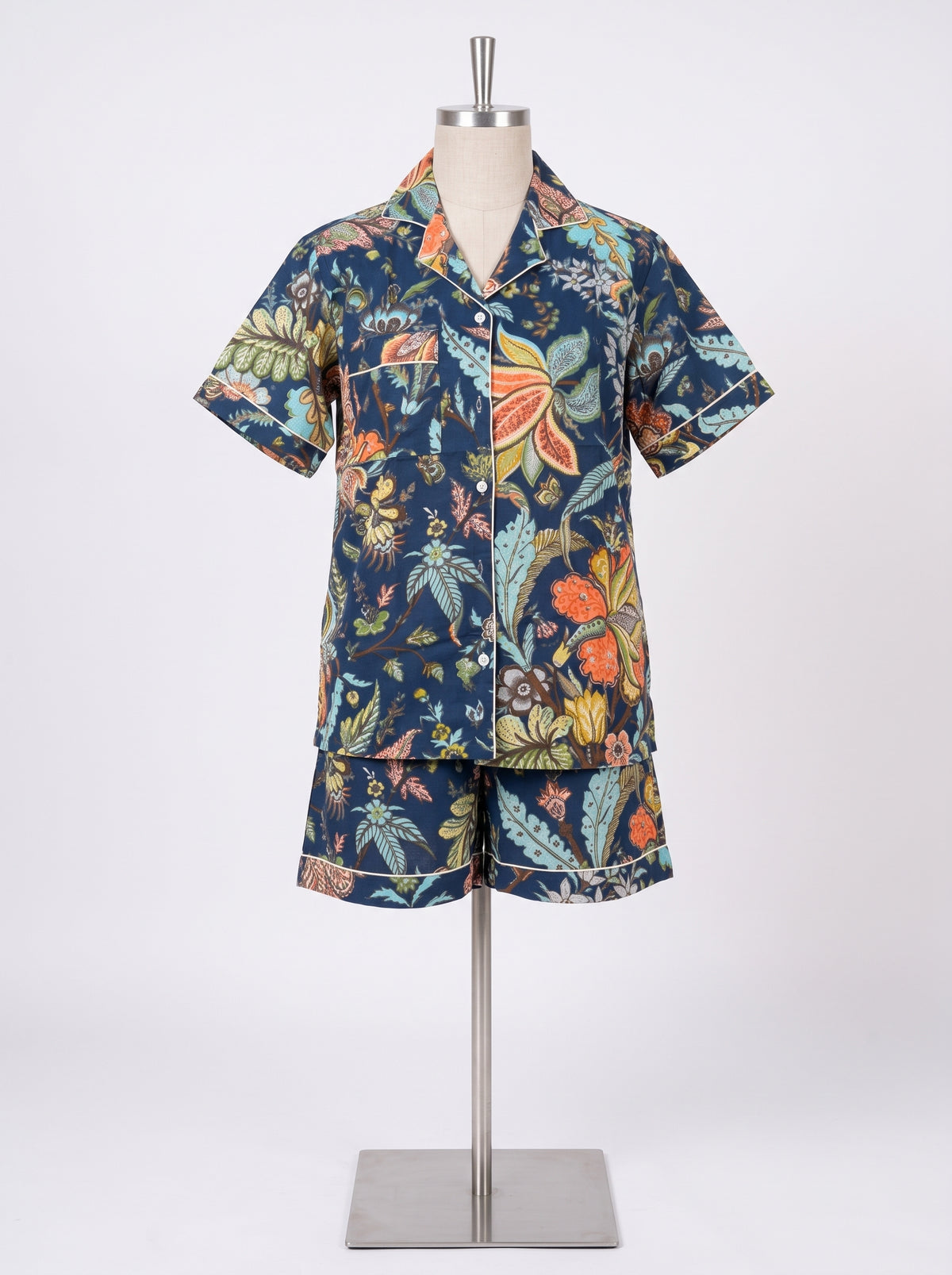 Women’s Blue Crimson – Elegant Two Piece Short Pajama Set