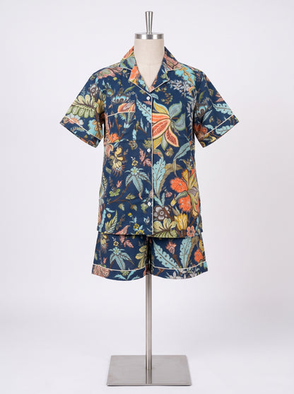 Women’s Blue Crimson – Elegant Two Piece Short Pajama Set