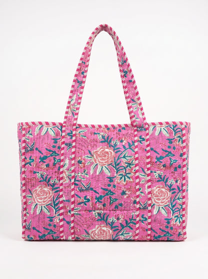 Pink Bloom Riot -  Tote & 3 Pouch Set 19X15